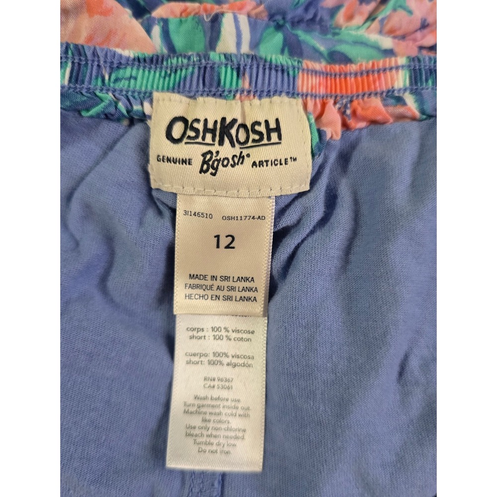 OshKosh B'gosh Girls Blue Floral Ruffle Faux Wrap Skort Size 12 Tropical Print - Picture 11 of 12
